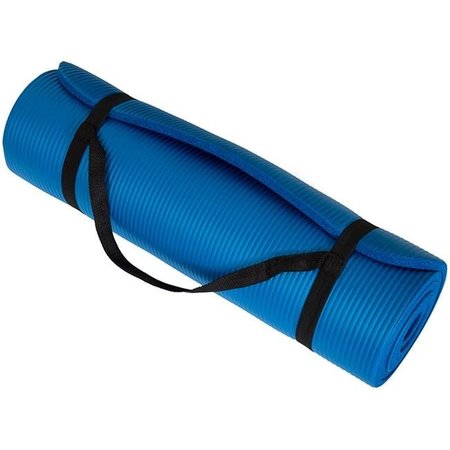 WAKEMAN Wakeman 80-5134-BLUE Non Slip Comfort Foam Durable Extra Thick Yoga Mat for Fitness; Pilates & Workout with Carrying Strap - Blue 80-5134-BLUE